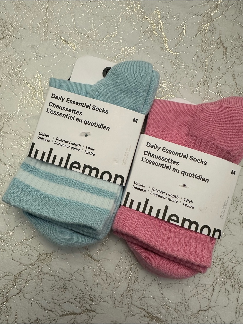lululemon Daily Essential Socks Bundle- Pink & Light Blue